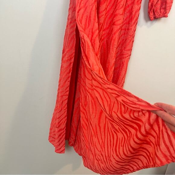 Red Carter Julia One Shoulder Maxi Dress sz S 6 Red Cotton Gauze Cover Up Zebra - Picture 7 of 12